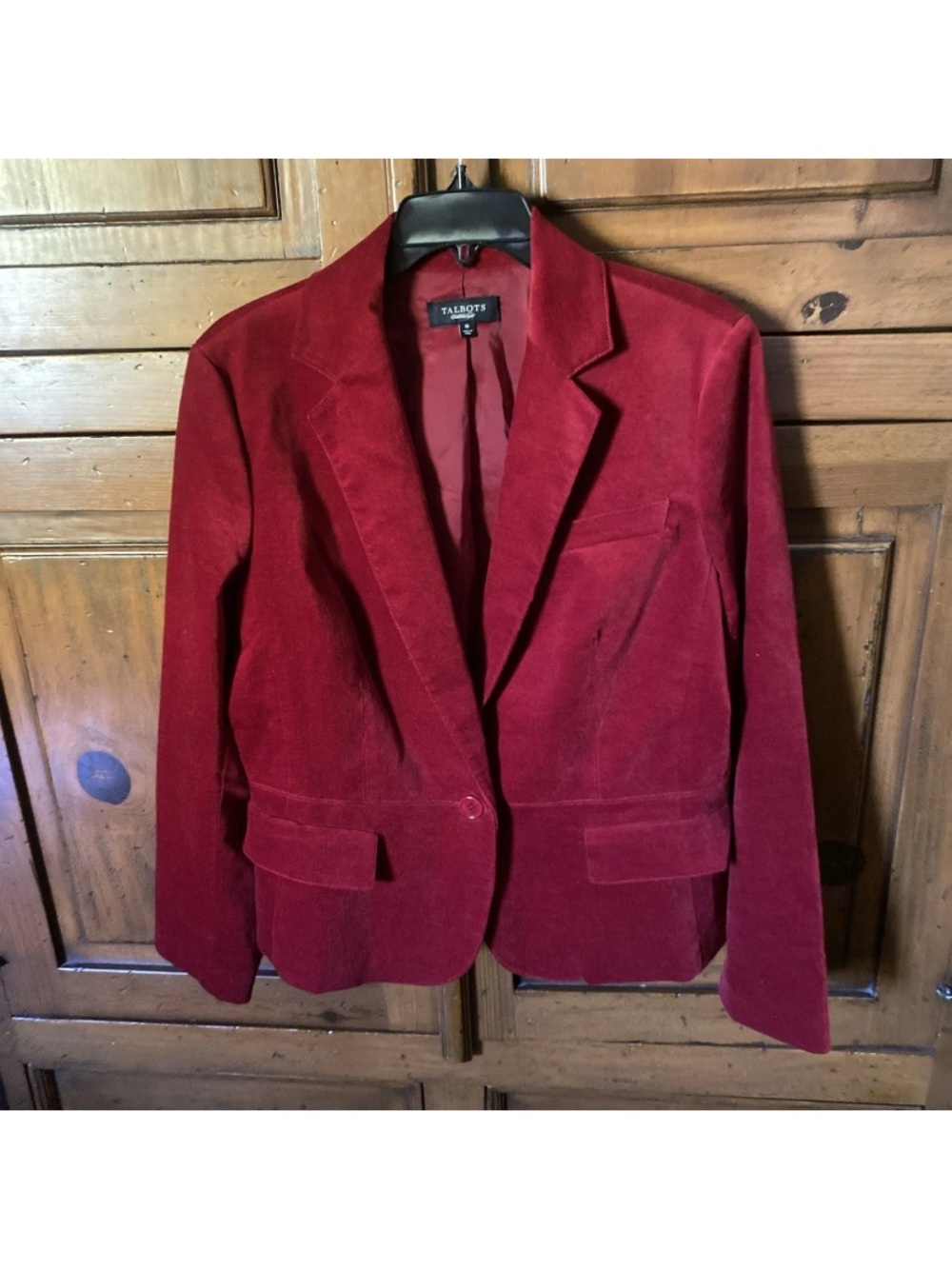 TALBOTS Velvet Blazer Jacket-Dark Red-Academia-Quiet Luxury-Kate Fit-SZ 16